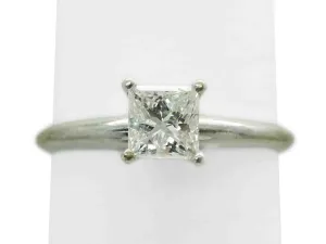 0.53ct Natural Princess Diamond Solitaire Band Ring 14k White Gold Size 6