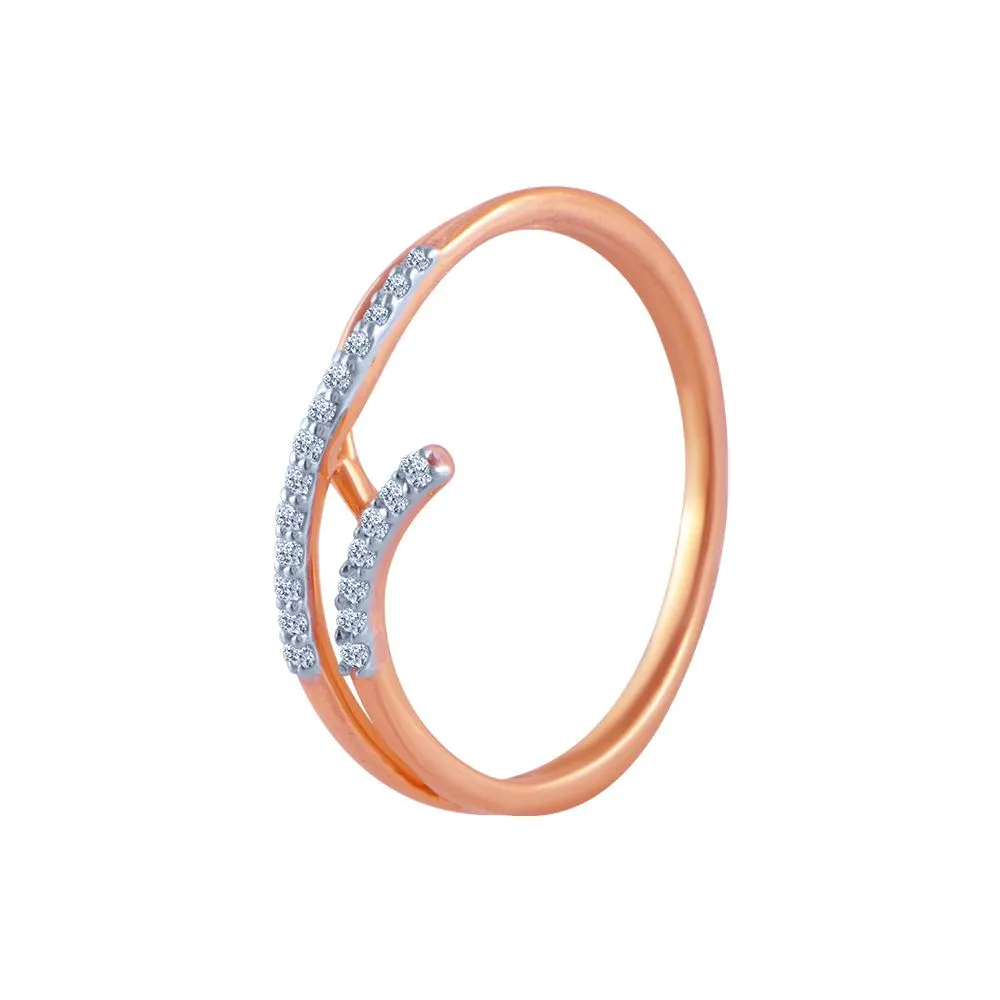 14k (585) Rose Gold And Diamond Ring For Women