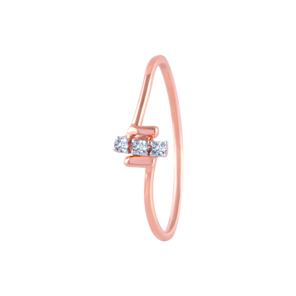 14k (585) Rose Gold And Diamond Ring For Women