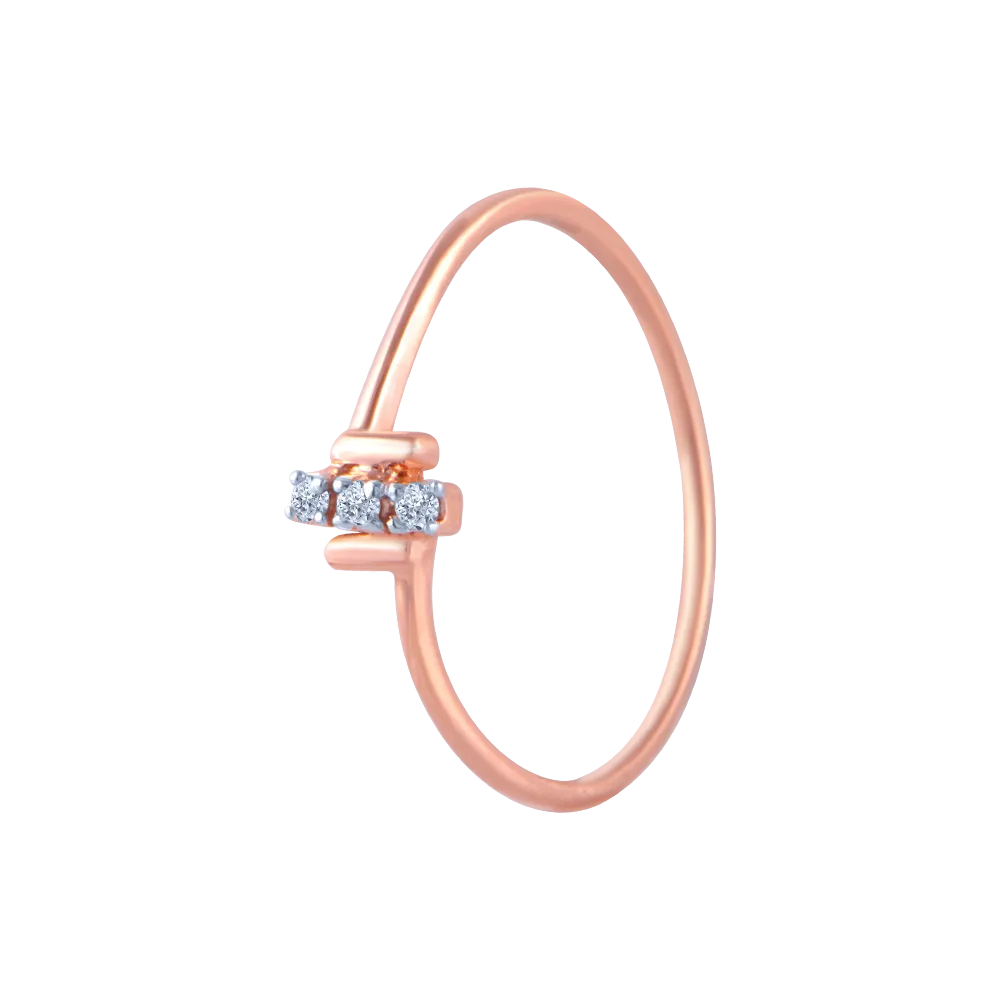 14k (585) Rose Gold And Diamond Ring For Women