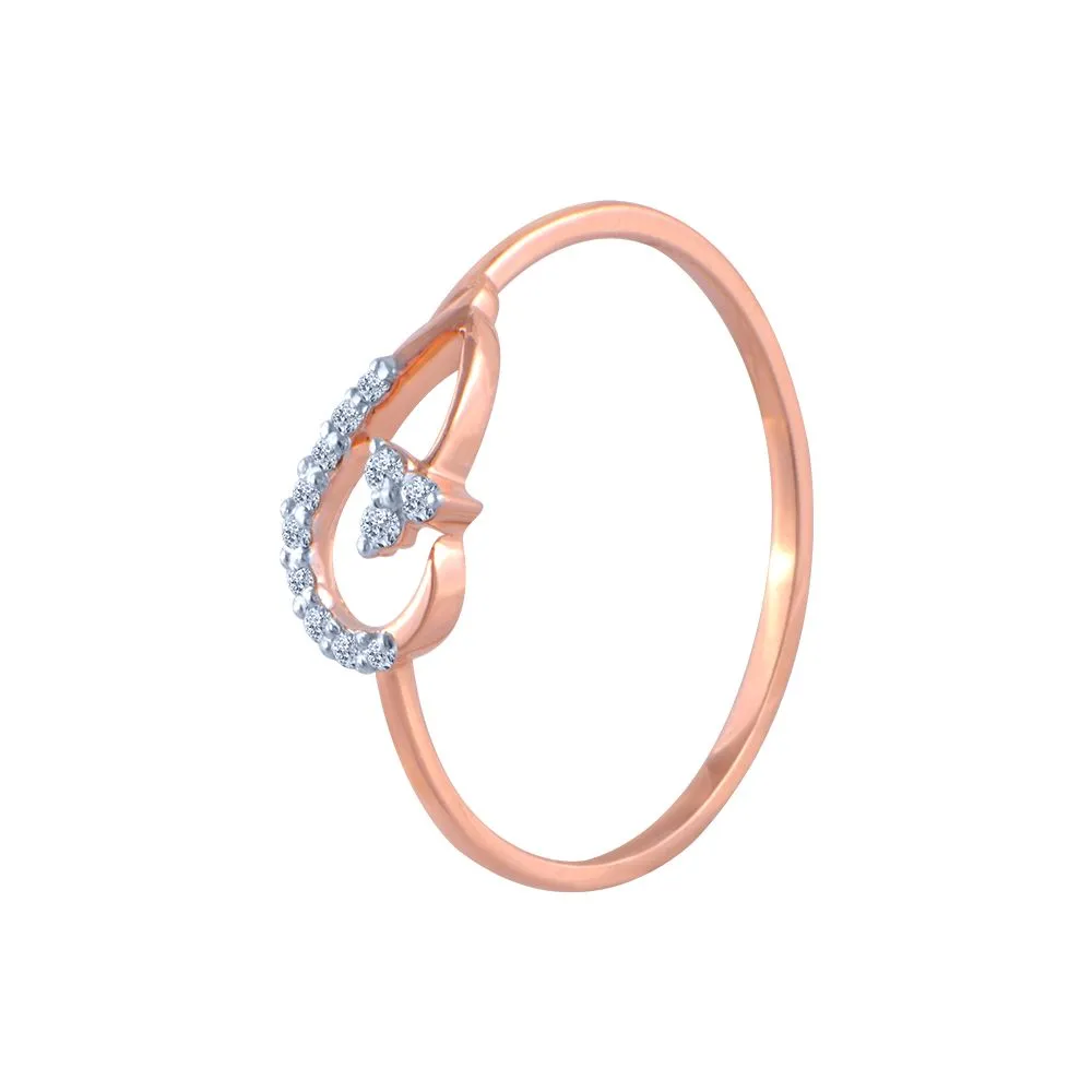 14k (585) Rose Gold And Diamond Ring For Women