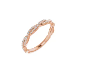 14K Gold Natural Diamond Twisted Wedding Band