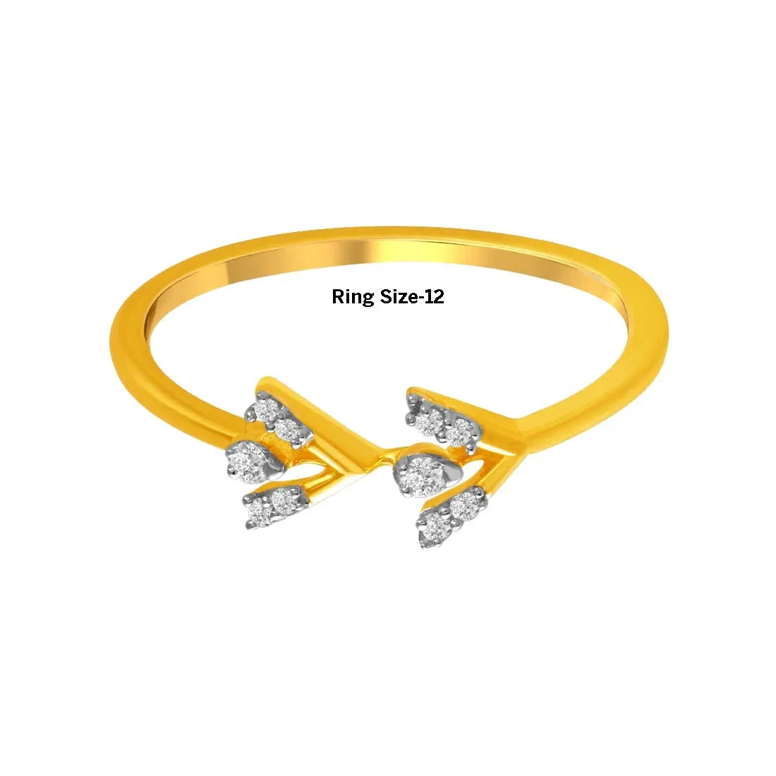 14K Gold Ring With Branch-like Designs And Diamond Accents