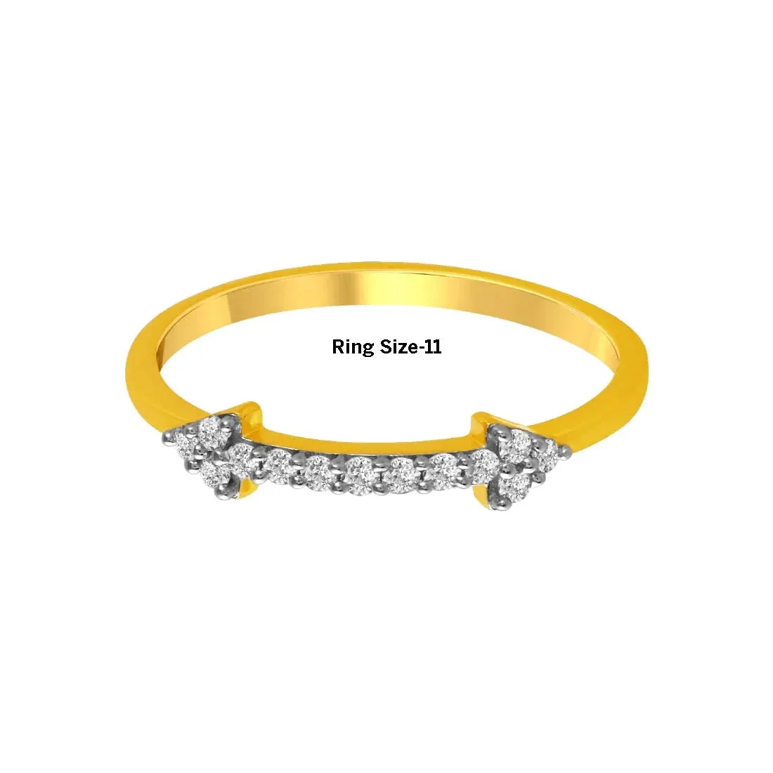 14K Gold Ring With Diamond-studded Double-edged Arrow Design