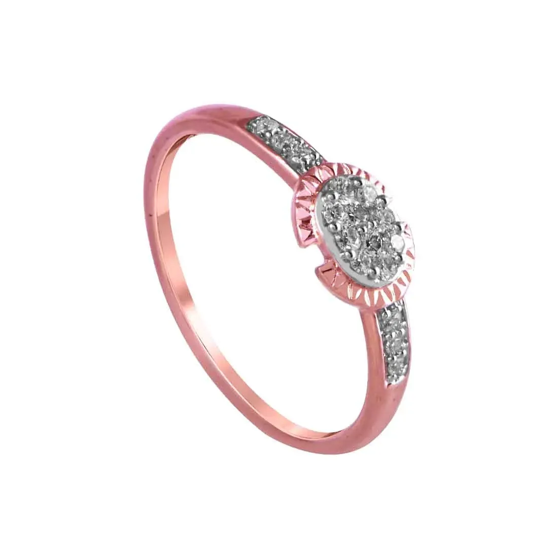 14K Rose Gold Ring With A Circular Design And A Diamond-studded Centre