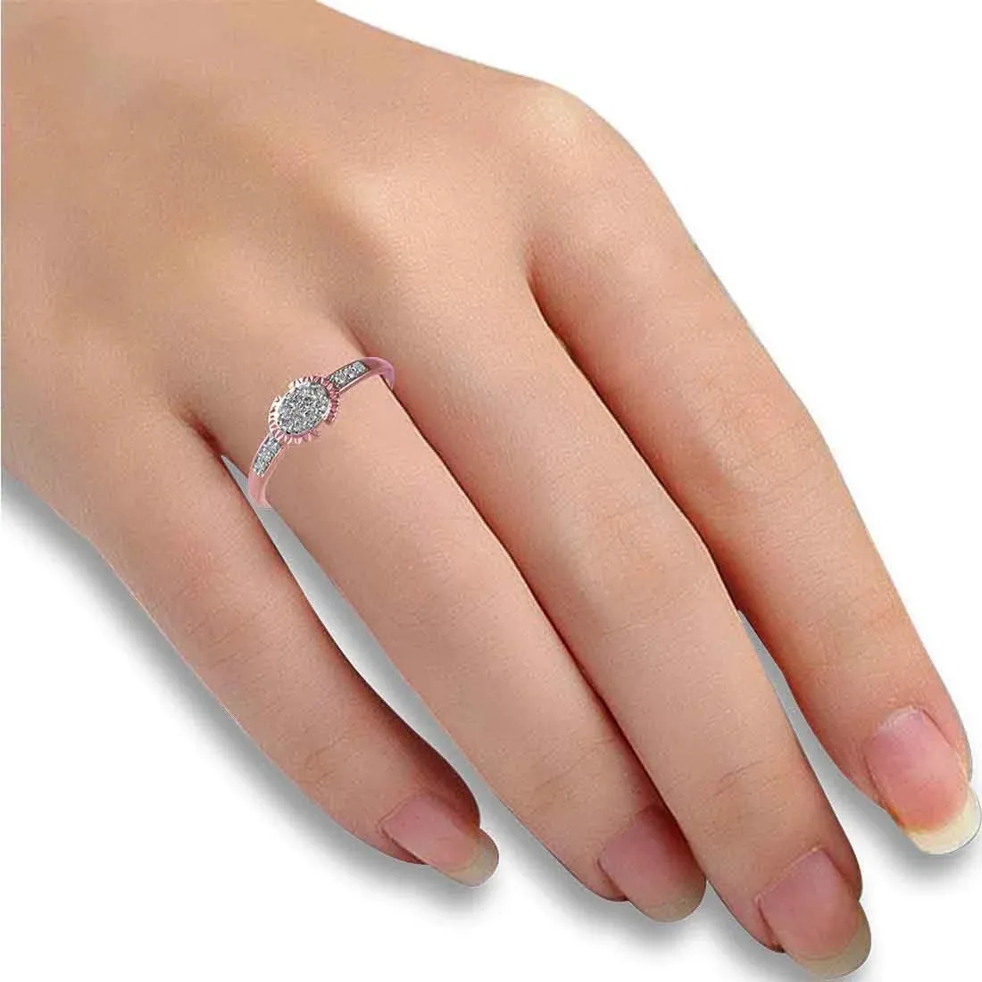 14K Rose Gold Ring With A Circular Design And A Diamond-studded Centre