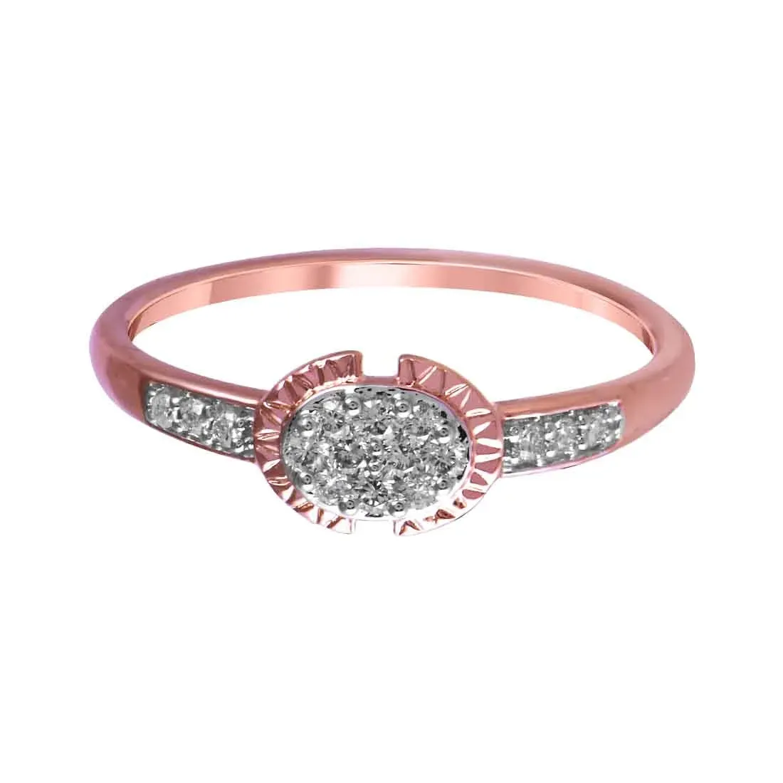 14K Rose Gold Ring With A Circular Design And A Diamond-studded Centre