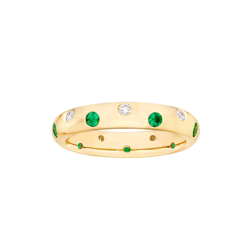 14k Staggered Emerald and Diamond Ring