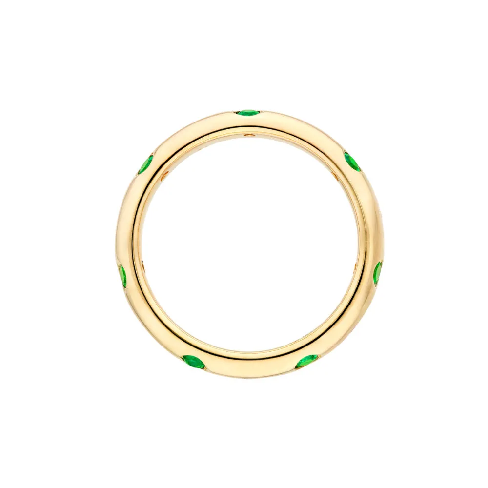 14k Staggered Emerald and Diamond Ring