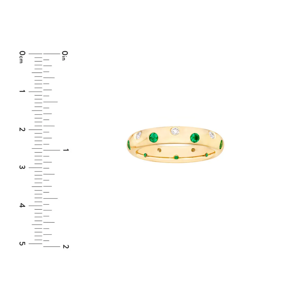 14k Staggered Emerald and Diamond Ring
