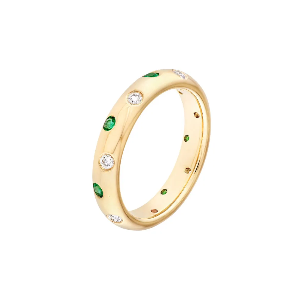 14k Staggered Emerald and Diamond Ring