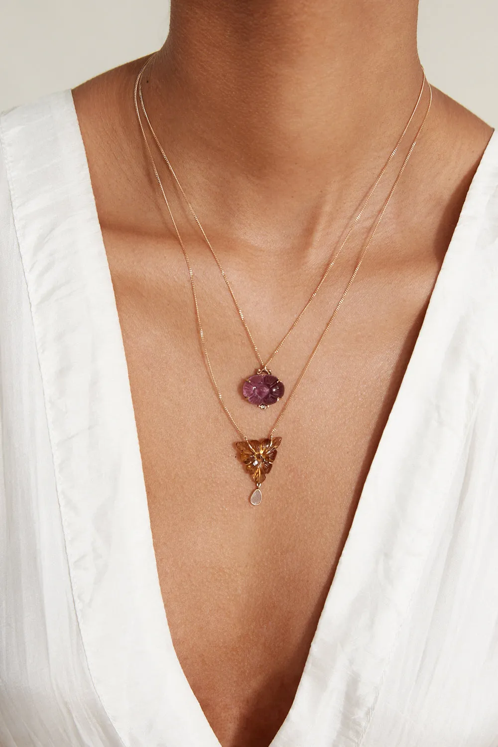 14k Tigerlily Necklace Cognac