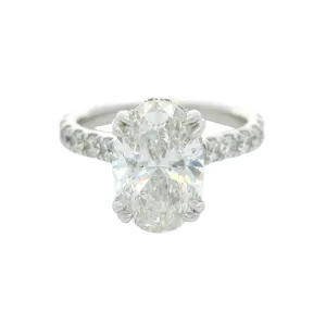 14K White Gold Hidden Halo Engagement Ring
