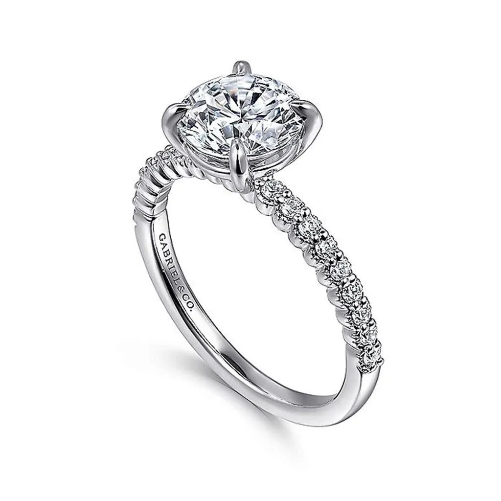 14K White Gold 'Krete' Classic Round Diamond Engagement Ring