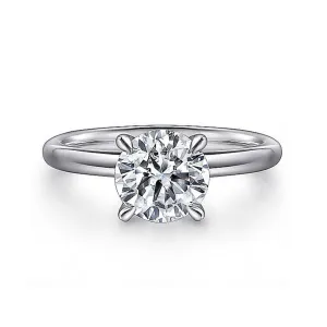 14K White Gold ??Lark?? Round Solitaire Engagement Ring
