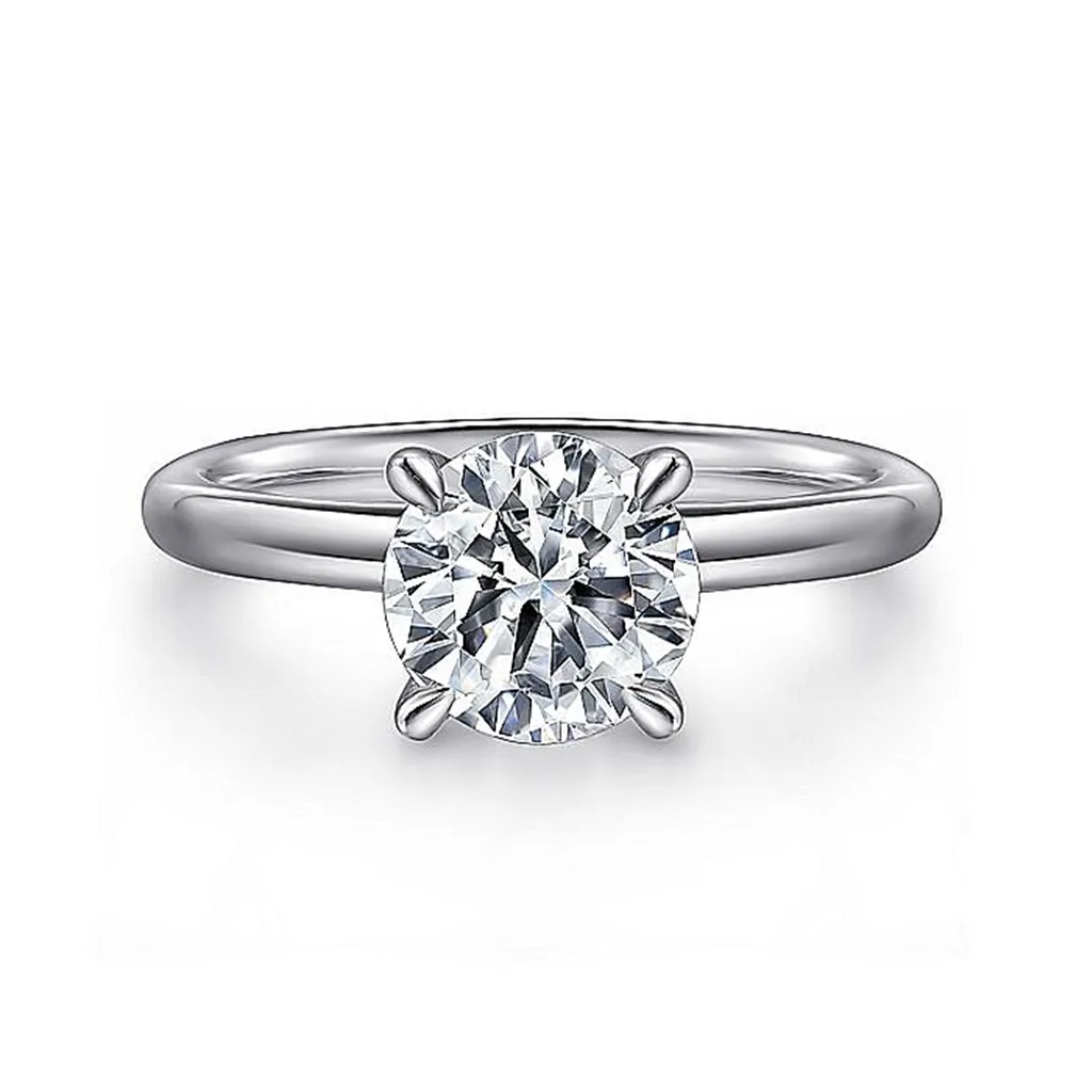 14K White Gold ??Lark?? Round Solitaire Engagement Ring