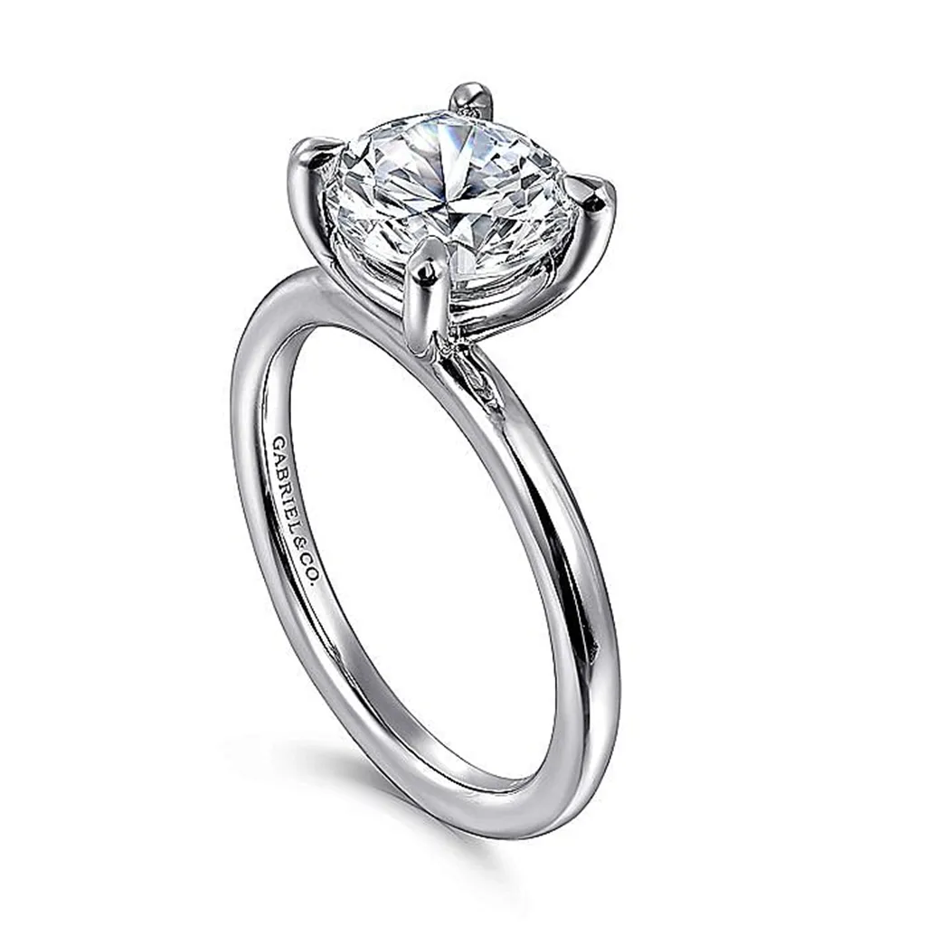 14K White Gold ??Lark?? Round Solitaire Engagement Ring