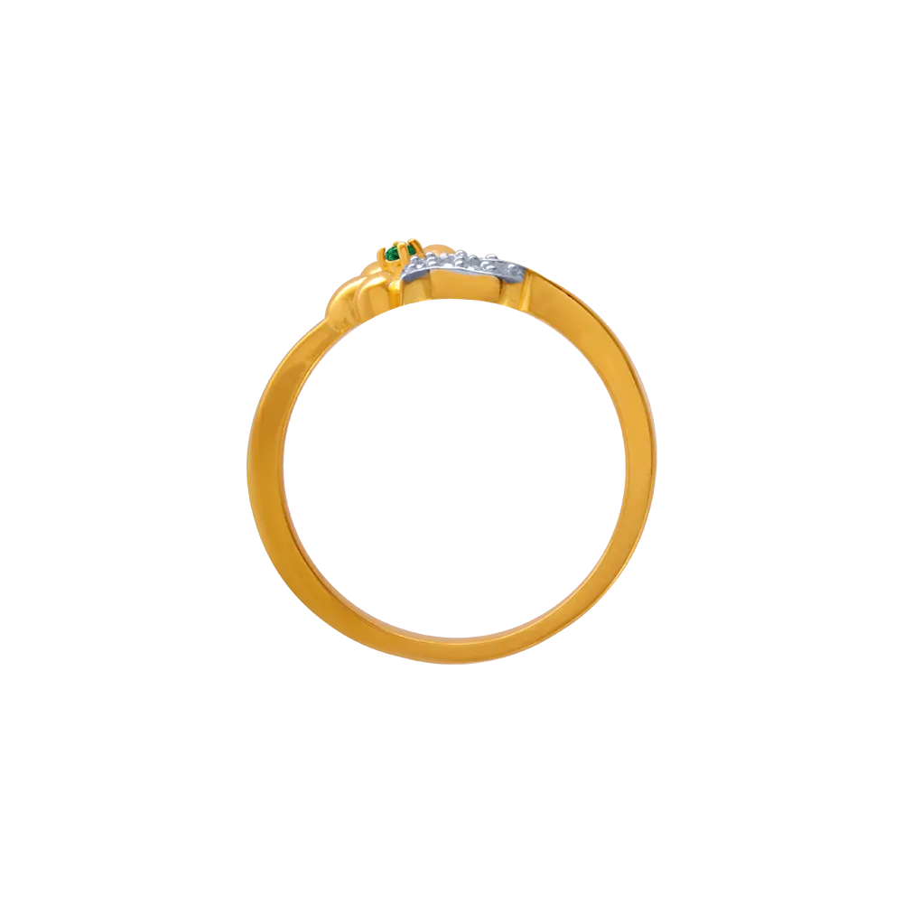 14KT (585) Yellow Gold And American Diamond Ring For Women