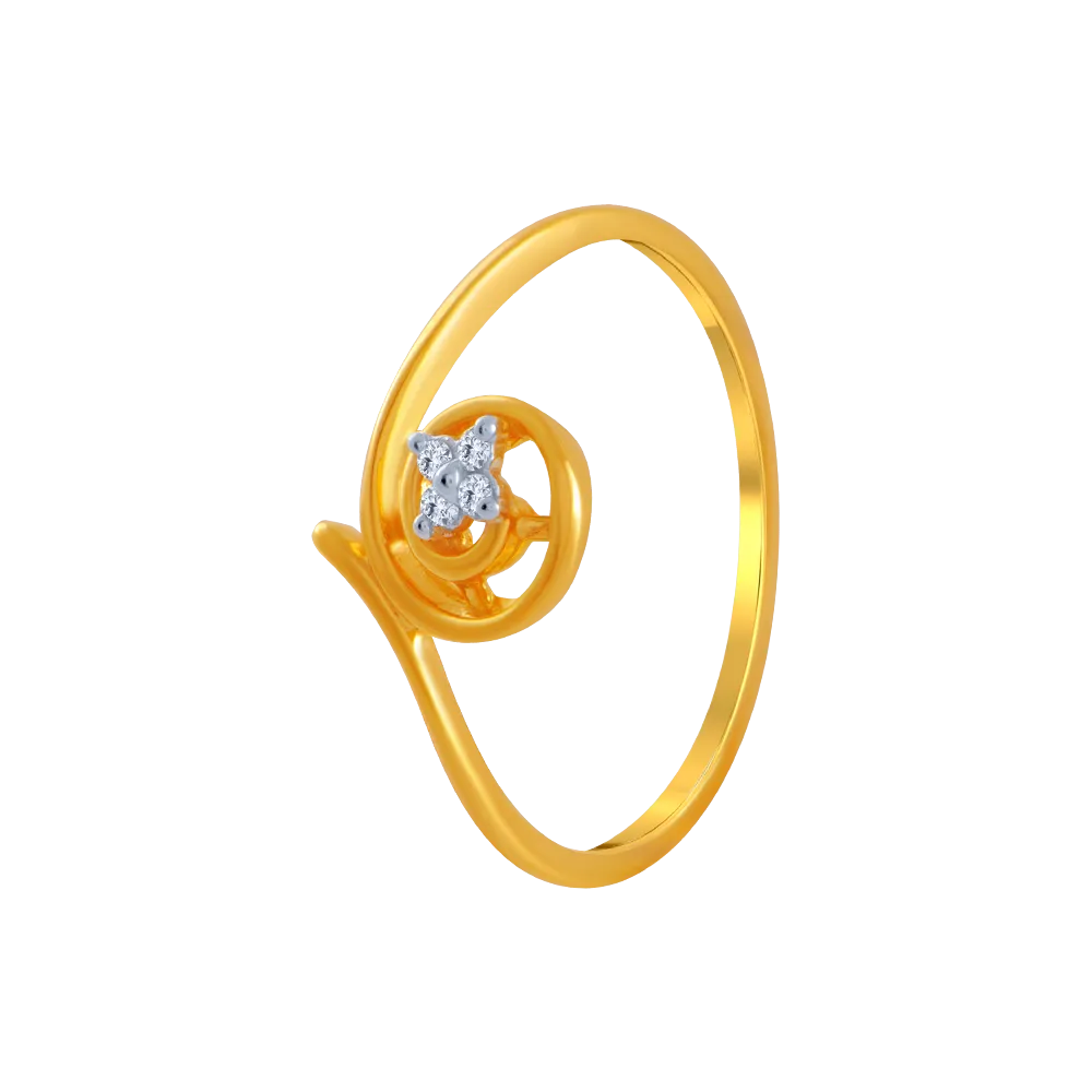 14KT (585) Yellow Gold And American Diamond Ring For Women