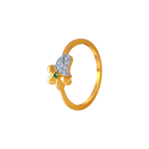 14KT (585) Yellow Gold And American Diamond Ring For Women