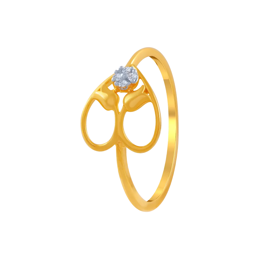 14KT (585) Yellow Gold And American Diamond Ring For Women
