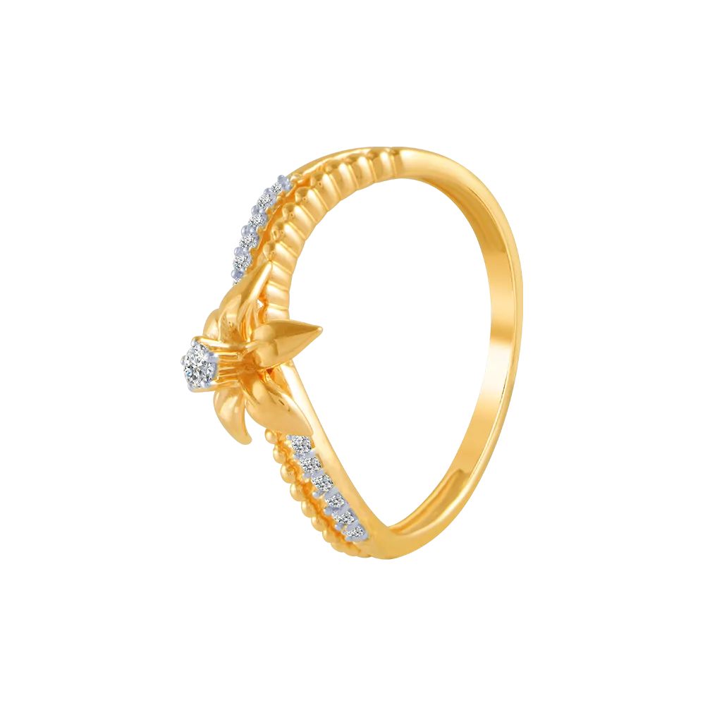 14KT (585) Yellow Gold And Diamond Ring For Women