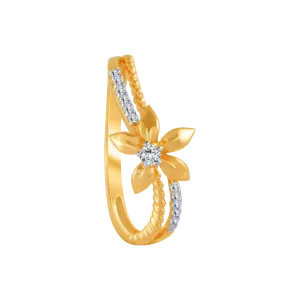 14KT (585) Yellow Gold And Diamond Ring For Women