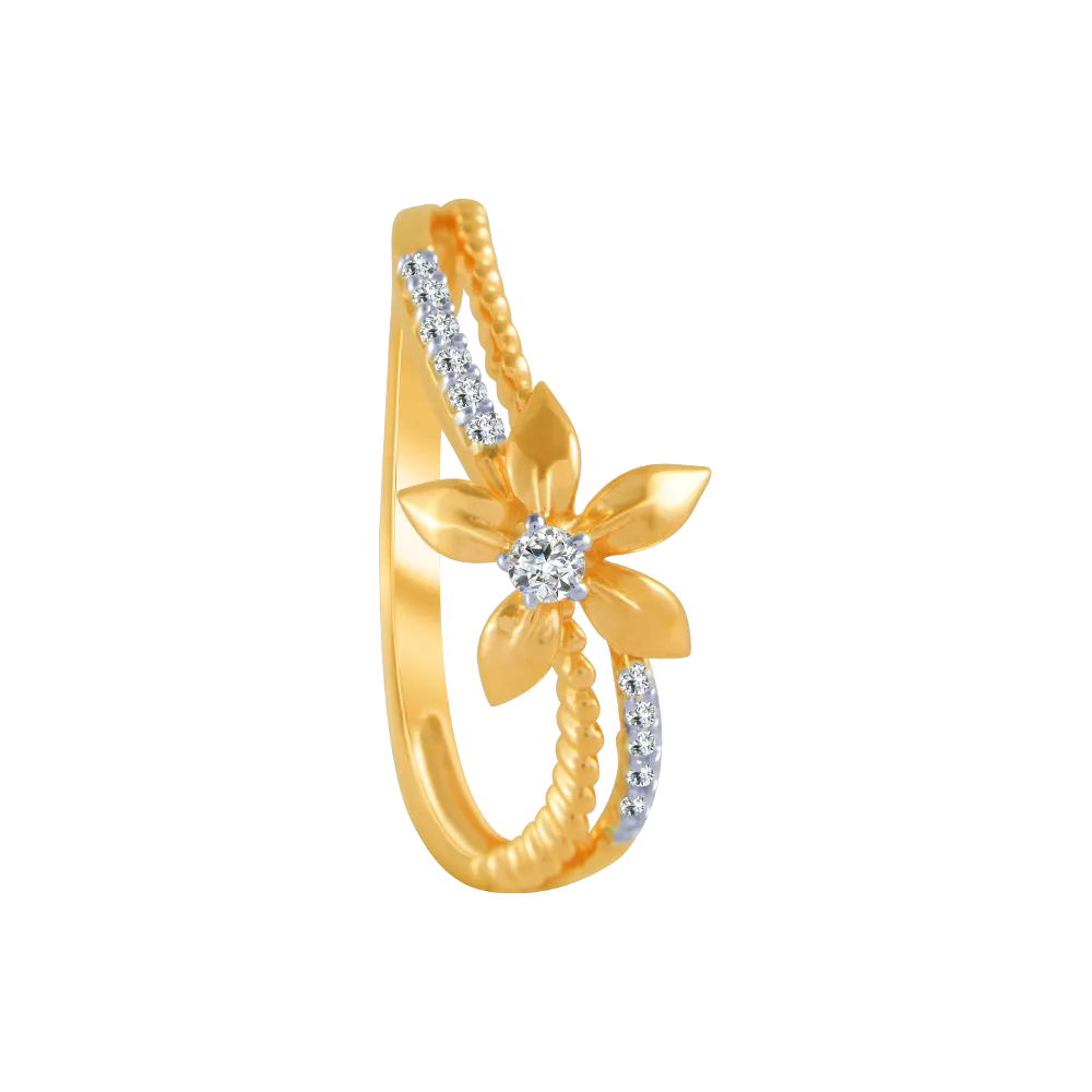14KT (585) Yellow Gold And Diamond Ring For Women