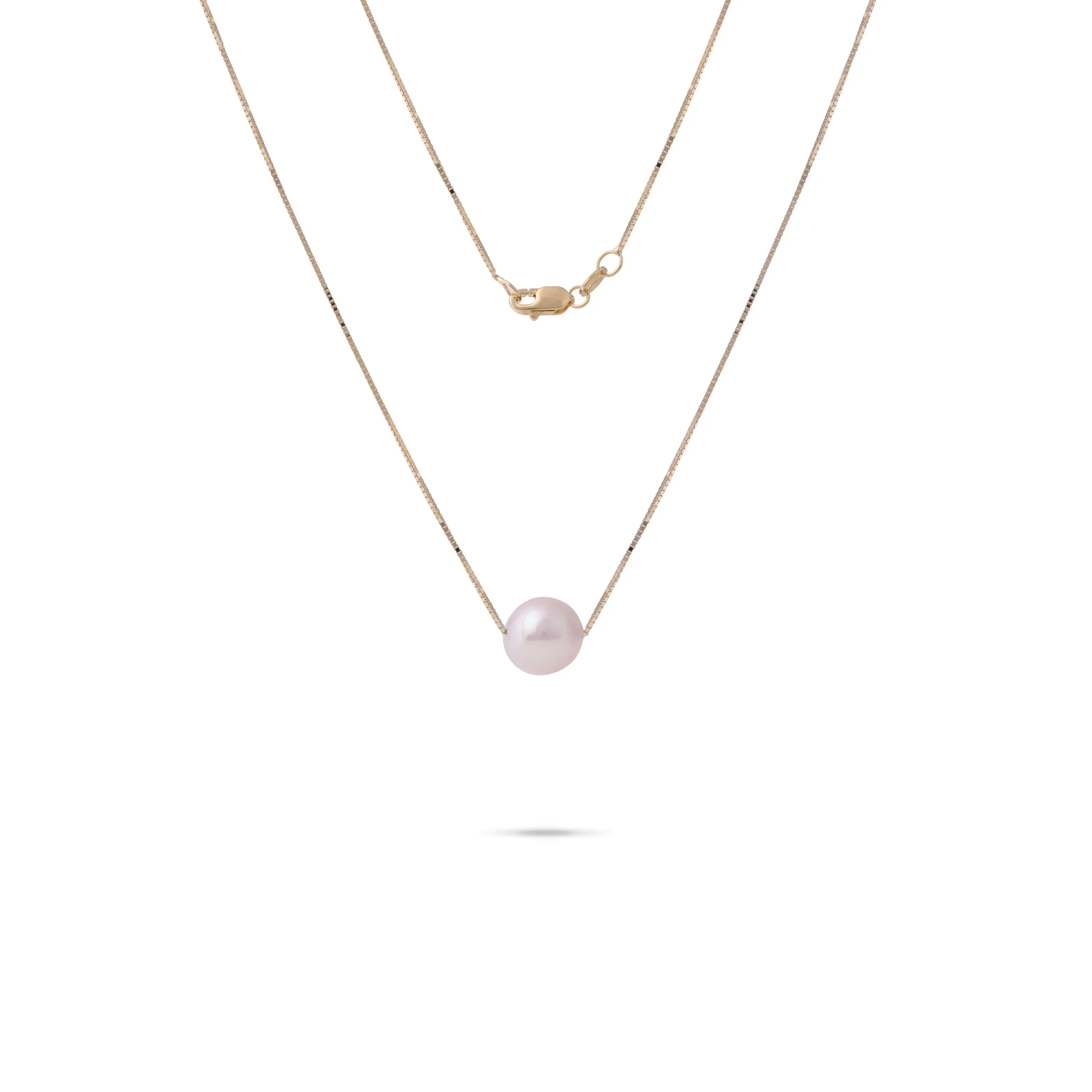 16-18" Adjustable Akoya White Pearl Necklace in Gold - 8.5-9mm