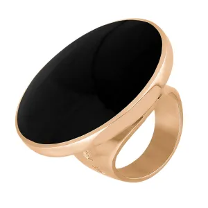 18ct Rose Gold Whitby Jet Hallmark Large Round Ring