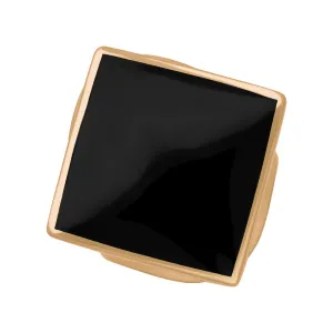18ct Rose Gold Whitby Jet Hallmark Medium Rhombus Ring