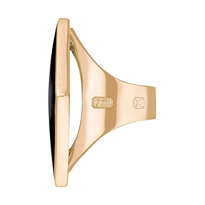 18ct Rose Gold Whitby Jet Hallmark Medium Rhombus Ring
