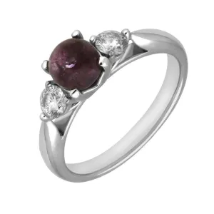 18ct White Gold Blue John 0.36ct Diamond Round Claw Set Ring
