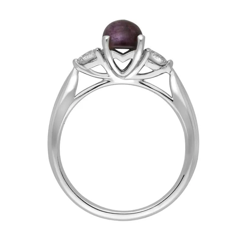 18ct White Gold Blue John 0.36ct Diamond Round Claw Set Ring