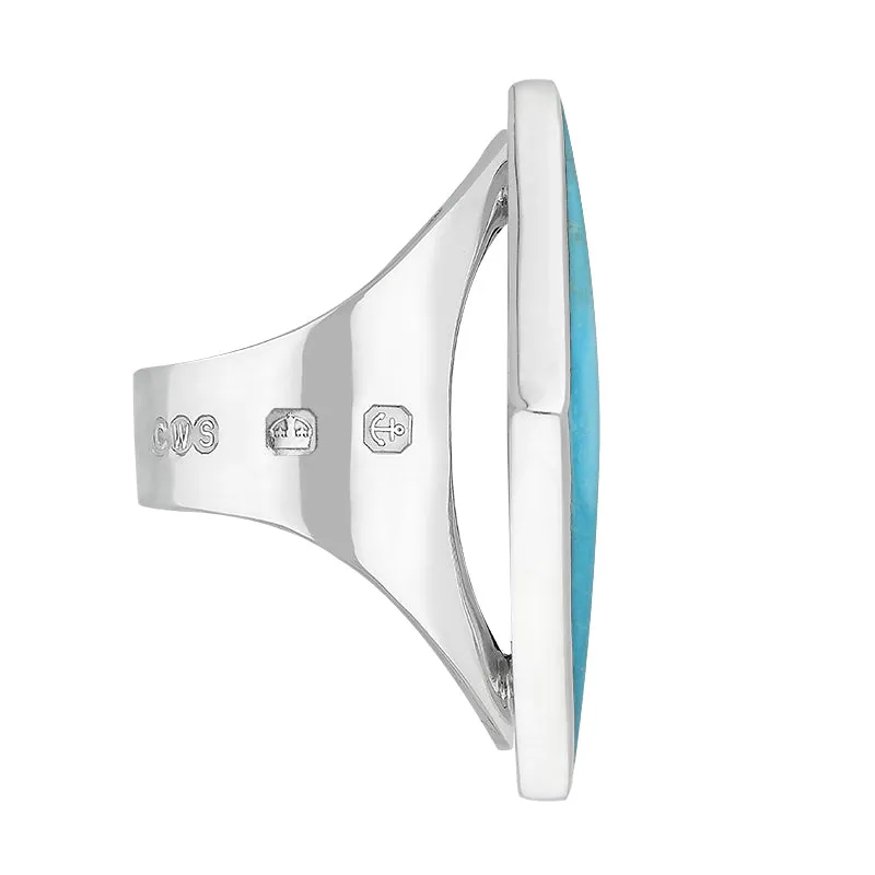 18ct White Gold Turquoise Hallmark Medium Rhombus Ring