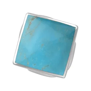 18ct White Gold Turquoise Hallmark Medium Rhombus Ring