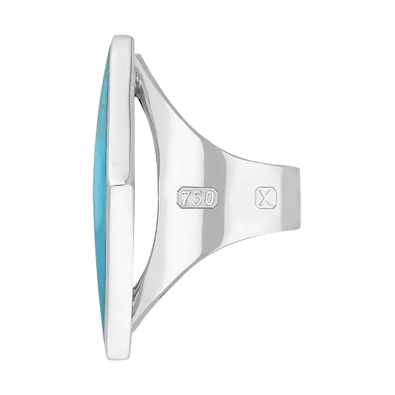 18ct White Gold Turquoise Hallmark Medium Rhombus Ring