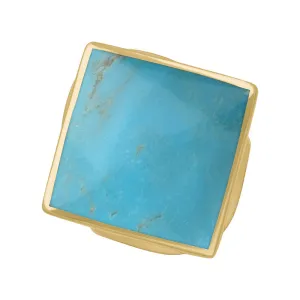 18ct Yellow Gold Turquoise Hallmark Medium Rhombus Ring
