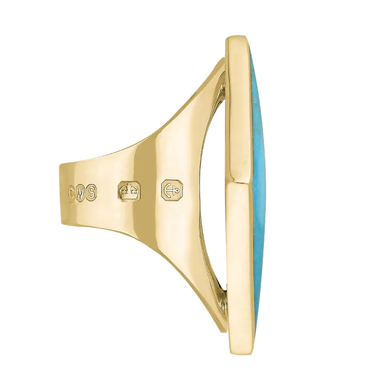 18ct Yellow Gold Turquoise Hallmark Medium Rhombus Ring