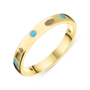 18ct Yellow Gold Turquoise Queen's Jubilee Hallmark 6mm Ring D