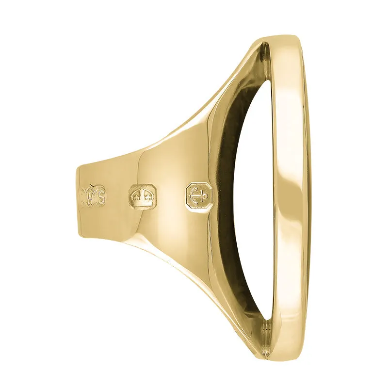 18ct Yellow Gold Whitby Jet Hallmark Large Round Ring