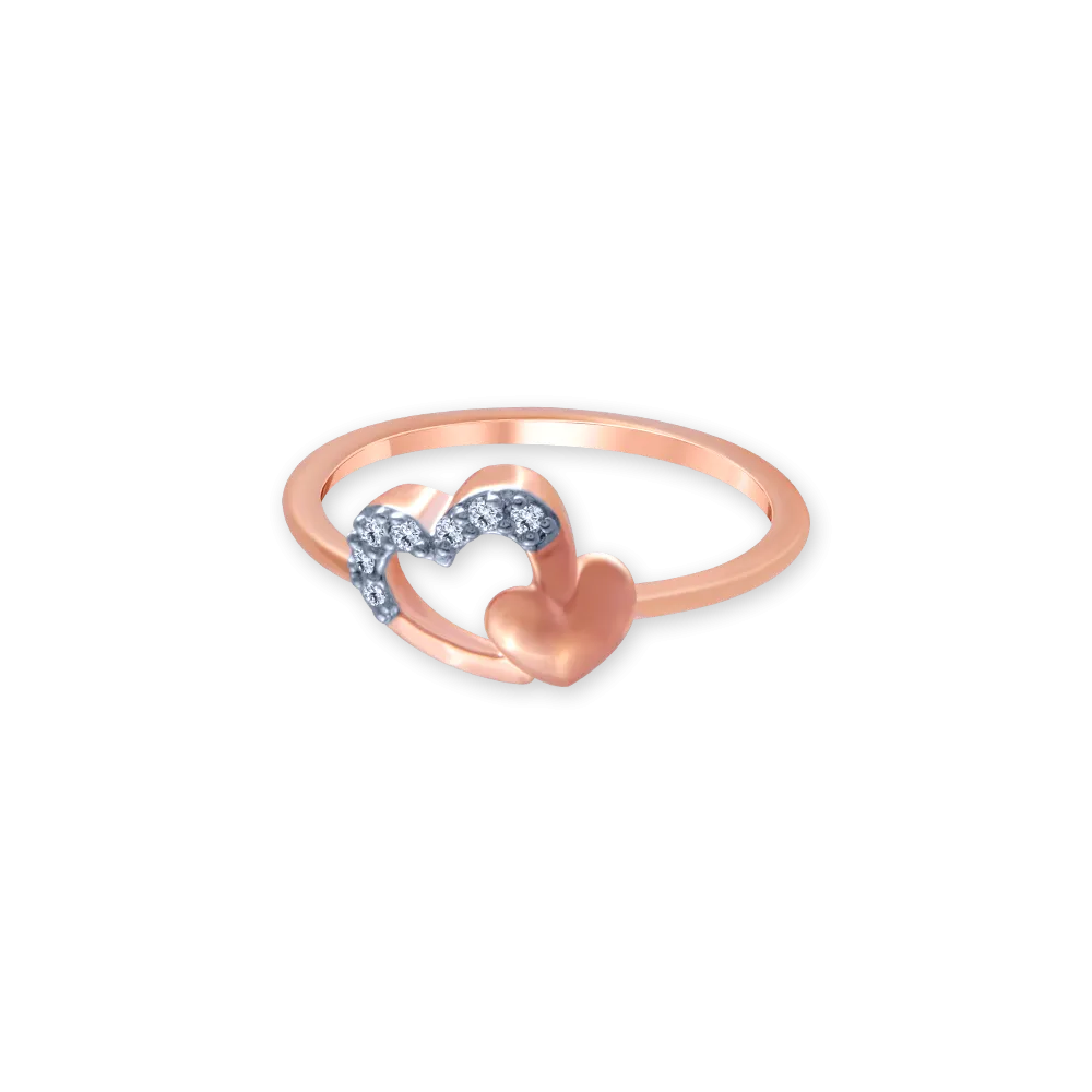 18k (750) Rose Gold And Diamond Ring For Women