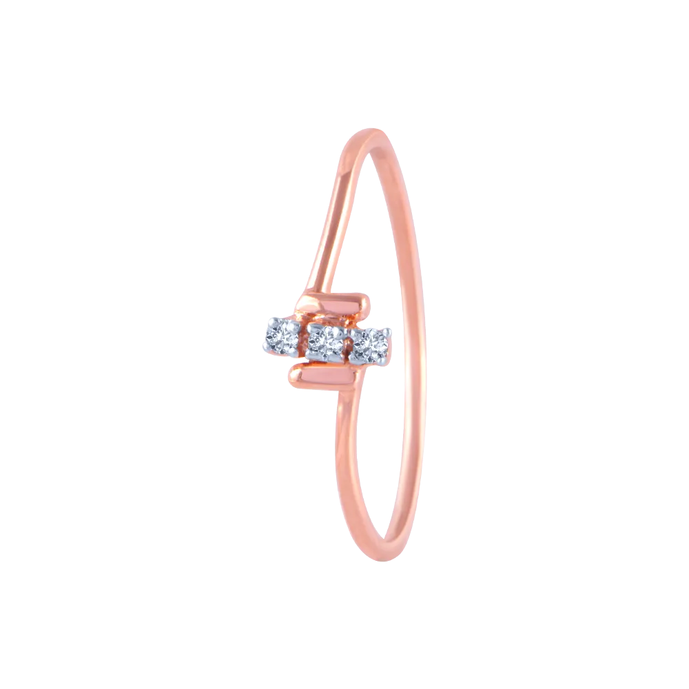 18k (750) Rose Gold And Diamond Ring For Women