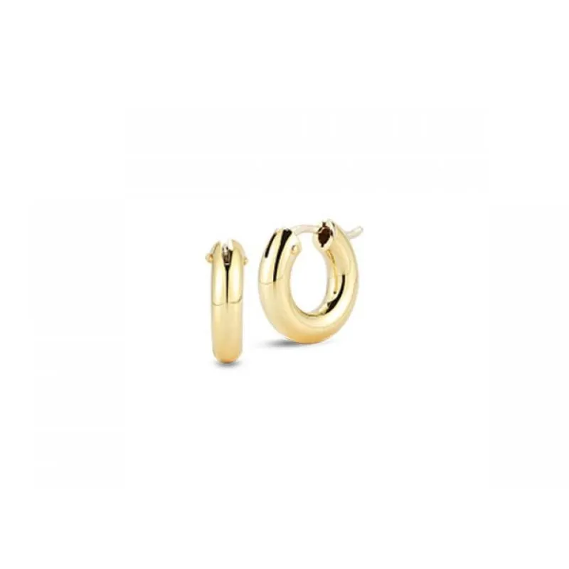 18K DESIGNER GOLD SMALL ROUND THE PERFECT HOOP? EARRINGS