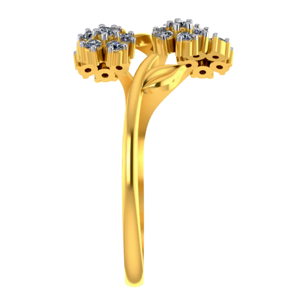 18k Gold And Diamond Embellished Ring With Flower Design For Women From Pc Chandra