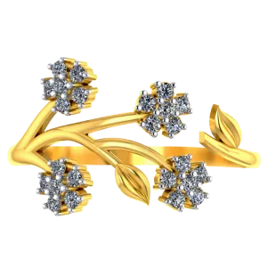 18k Gold And Diamond Embellished Ring With Flower Design For Women From Pc Chandra