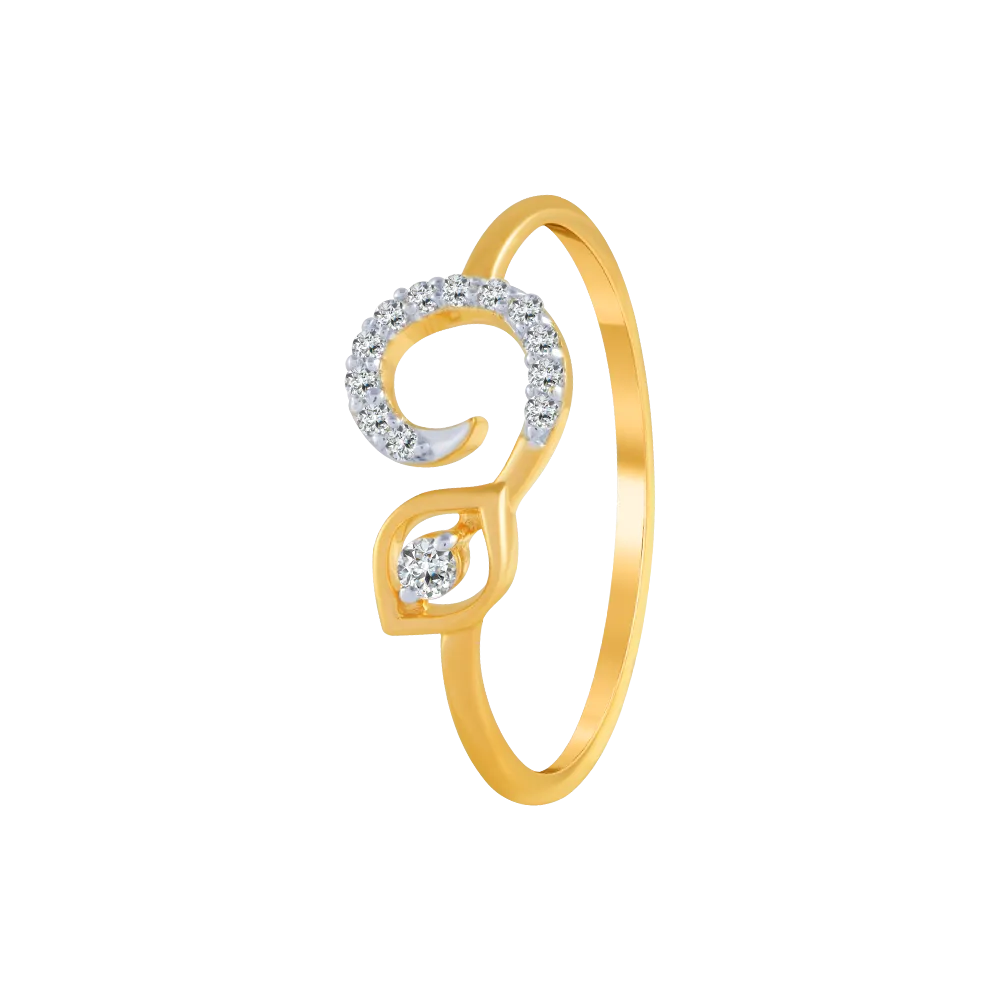 18KT (750) Yellow Gold And Diamond Ring For Women
