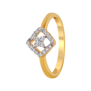 18KT (750) Yellow Gold And Diamond Ring For Women
