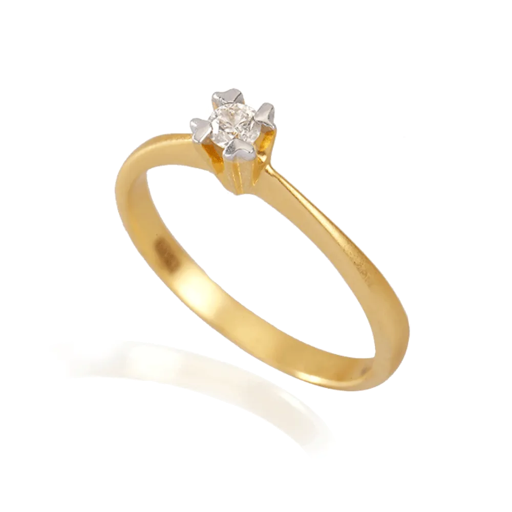 18KT (750) Yellow Gold And Diamond Ring For Women