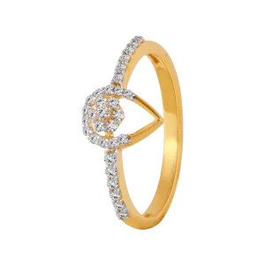 18KT (750) Yellow Gold And Diamond Ring For Women